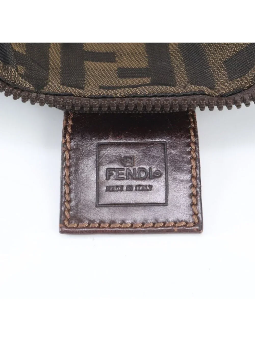 Fendi Zucca Pouch Leather Canvas Handbag